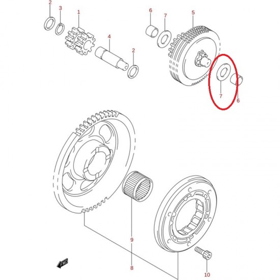 Anilha Embreagem do Motor de Arranque 08211-10221 Original Suzuki Ltz 400