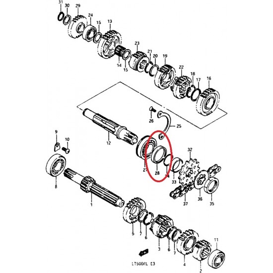 Vedante Caixa de Velocidades 09283-35023 Original Suzuki Lt 500