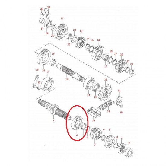 Carreto 4º Caixa de Velocidades 24241-45G00 Original Suzuki Ltr 450