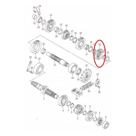 Carreto 5º Caixa de Velocidades 24351-45G00 Original Suzuki Ltr 450