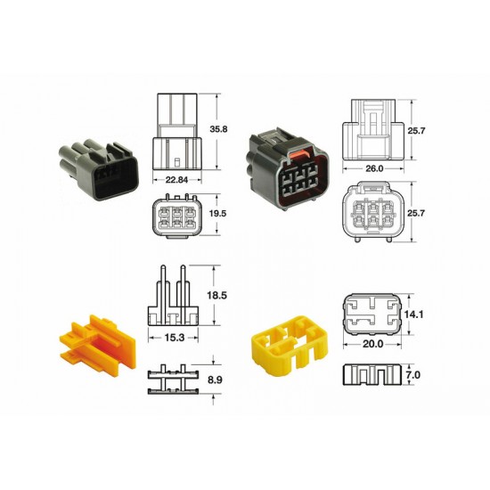 Kit de Conectores completo FRKW 6 polos - 5 kits tipo 090