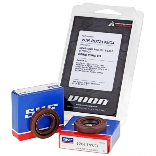 Kit de rolamentos e retentores Voca C4 Viton Derbi Euro 2/Euro 3