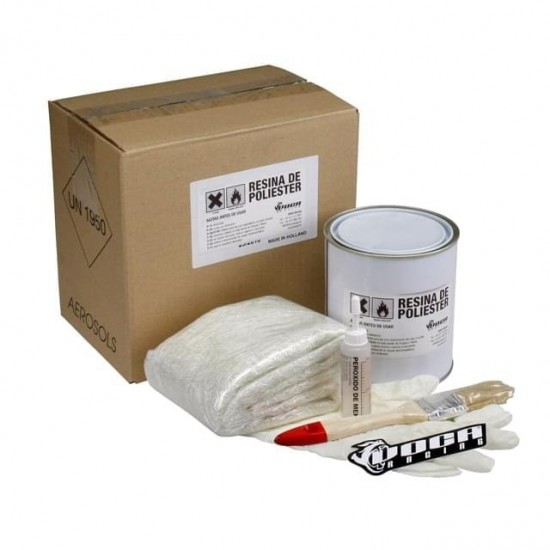 Kit de fibra de vidro Voca Style, inclui fibra, resina, ativador, pincel e luvas