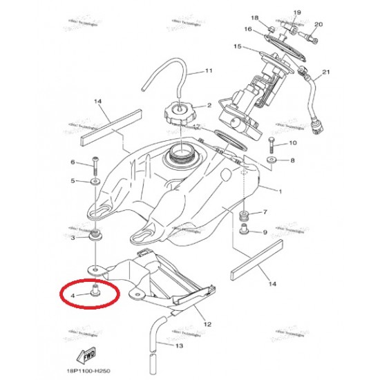Casquilho Deposito Gasolina 90387-06258-00 Original Yamaha Yfz 450r 