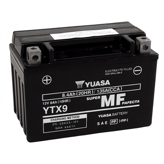 Bateria Yuasa YTX9 Ativada de fábrica