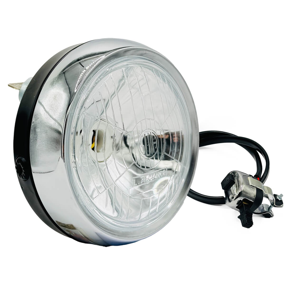 Farol M/73 Cromado/ Preto C/ Chave e C/ Comutador RJ